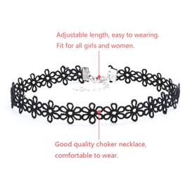 Soleebee Choker Necklace Set, Fashionable Velvet / Rubber / Stretch Lace Tattoo Necklace Jewellery Sets for Women / Girls, Base Metal