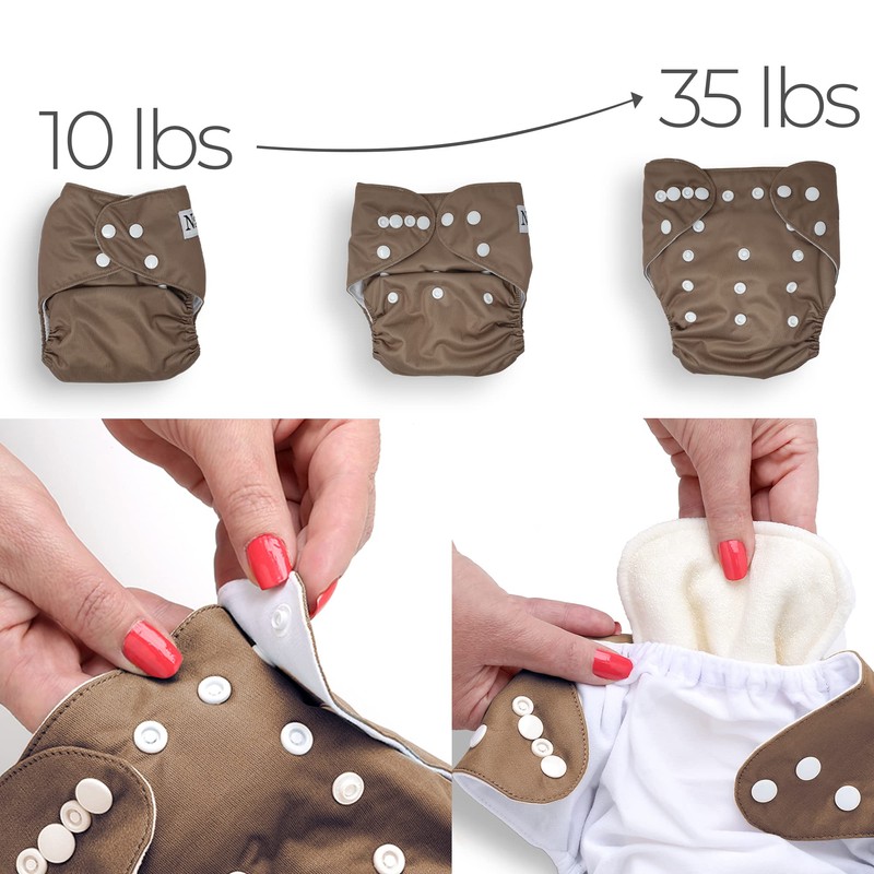 Nora's Nursery Cloth Diapers 7 Pack with 7 Inserts &