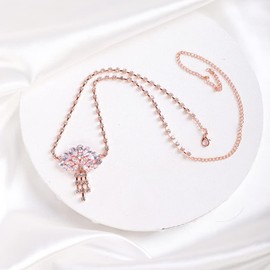 Wekicici Wedding Head Chain Crystal Headpiece for Women and Girls Princess Forehead Rhinestones Tassel Chain Hair Jewelry (Rose Gold)