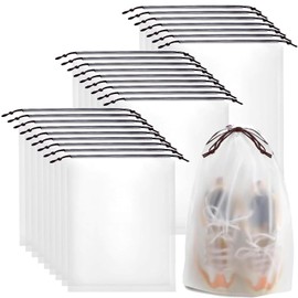 brtbrtsppt 30 PCS Clear Shoe Bags for Travel Large Shoe Bags for Storage Clear Drawstring Bags Portable Travel Shoe Bags for Men and Women Packaging, Waterproof (Style 1)