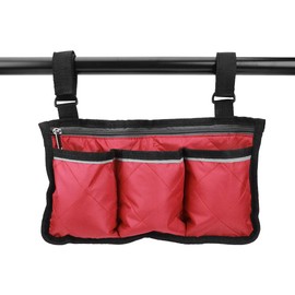 Yctze Multipurpose Wheelchair Scooter Armrest Side Bag, Walker Pouch Storage Organizer, Versatile Accessories for Wheelchair Backpack and Cycling Racks Storage (Burgundy)