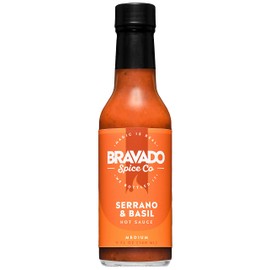Serrano And Basil Hot Sauce By Bravado Spice Gluten Free, Vegan, Low Carb, Paleo Hot Sauce All Natural 5 oz Hot Sauce Bottle Award Winning Gourmet Hot Sauce