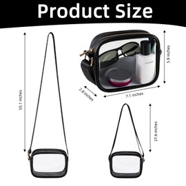 Clear Concert Bag Stadium Approved, PVC Waterproof Clear Crossbody Bag Fanny Pack with Adjustable Strap, Transparent Stadium Bags for Women Men Make Up Organizer (Black)