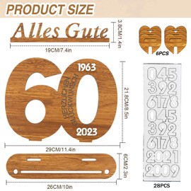 Wooden Sign Guest Book Birthday Wood - 60th Birthday Money Gift Wood -2024 Birthday Anniversary for Years Man Woman Wooden Sign Guest Book -60th Birthday Decoration Guest Book Birthday as Gift (60)