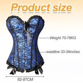 Women's Waist Training Corsets, Blue Sexy Underbust Corset Bustier with G-String, Vintage Boned Corset Party Bustier Cami Tops