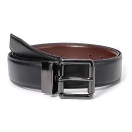 LEACOOLKEY Reversible Leather Belt Men's Belt Work Leisure Belt Two-in-One Belt Double-Sided Men's Belt, A-Black/Coffee(Black Buckle)