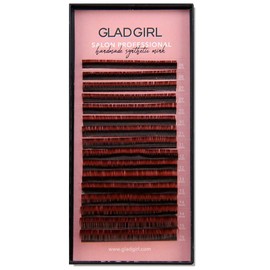 Salon Professional Mixed Length Auburn Lashes - D Curl, 07 x 8 through 15mm
