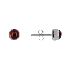 LES POULETTES BIJOUX - Sterling Silver Nail Earrings Half Garnet Pearl, Sterling Silver, Garnet
