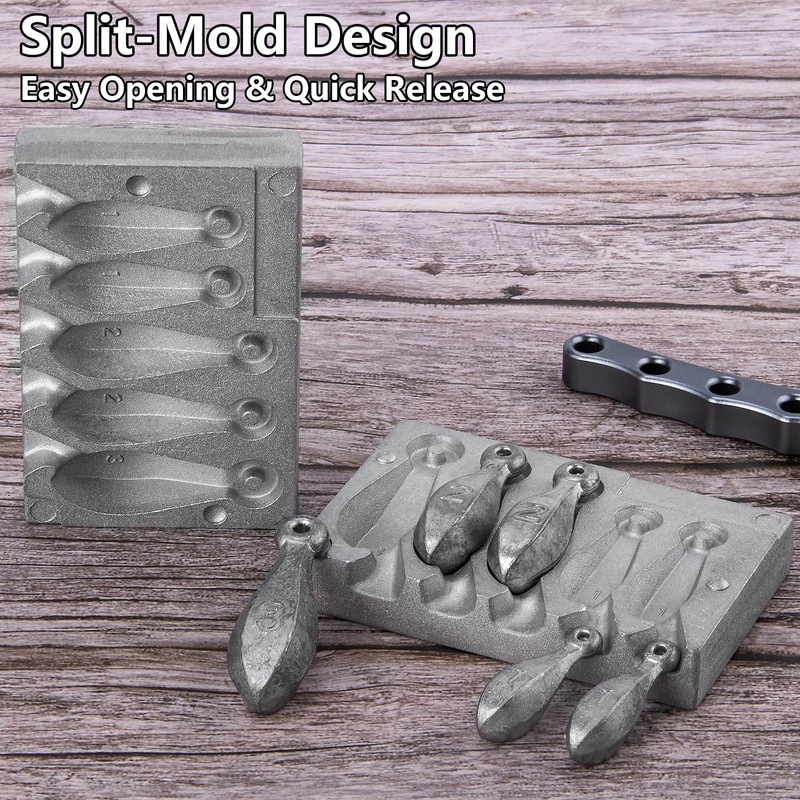 Dr.Fish Bank Sinker Mold with 5 Cavities for 1/2/3oz, 3