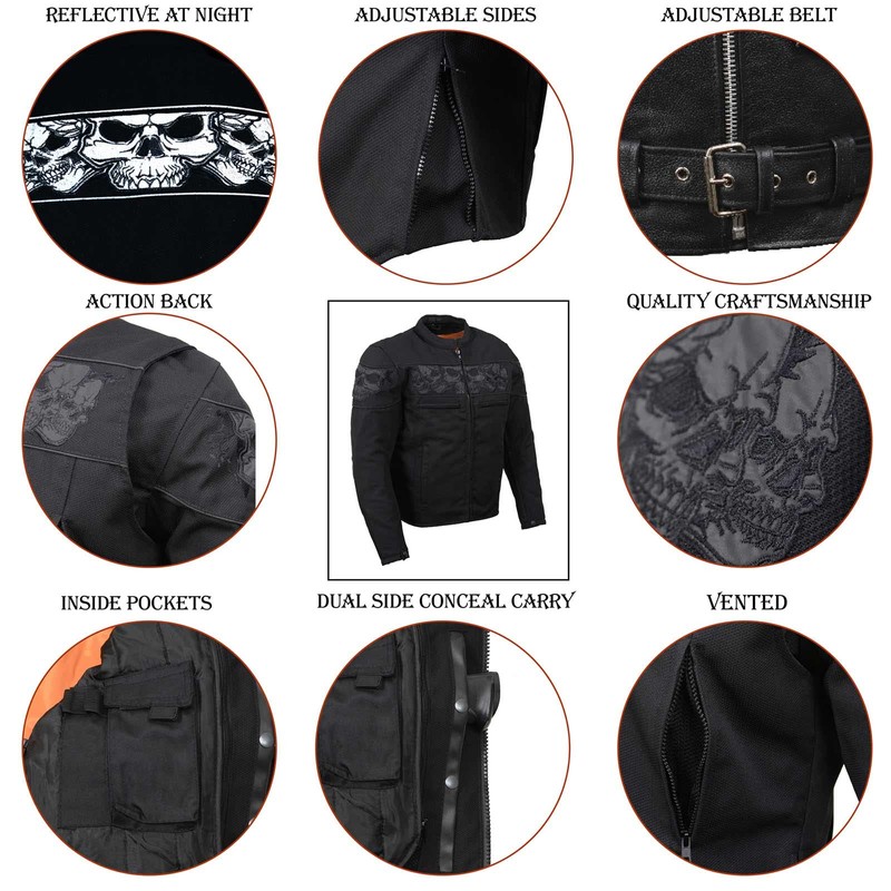 Milwaukee Leather MPM1730 Men's Black Padded Textile All Season Motorcycle