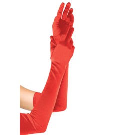 Leg Avenue - Extra long satin gloves. - One Size - Red - 16B