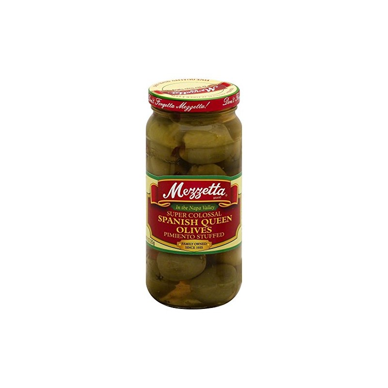 Mezzetta Pimento Stuffed Colossal Queen Olives, 10 Ounce (Pack of