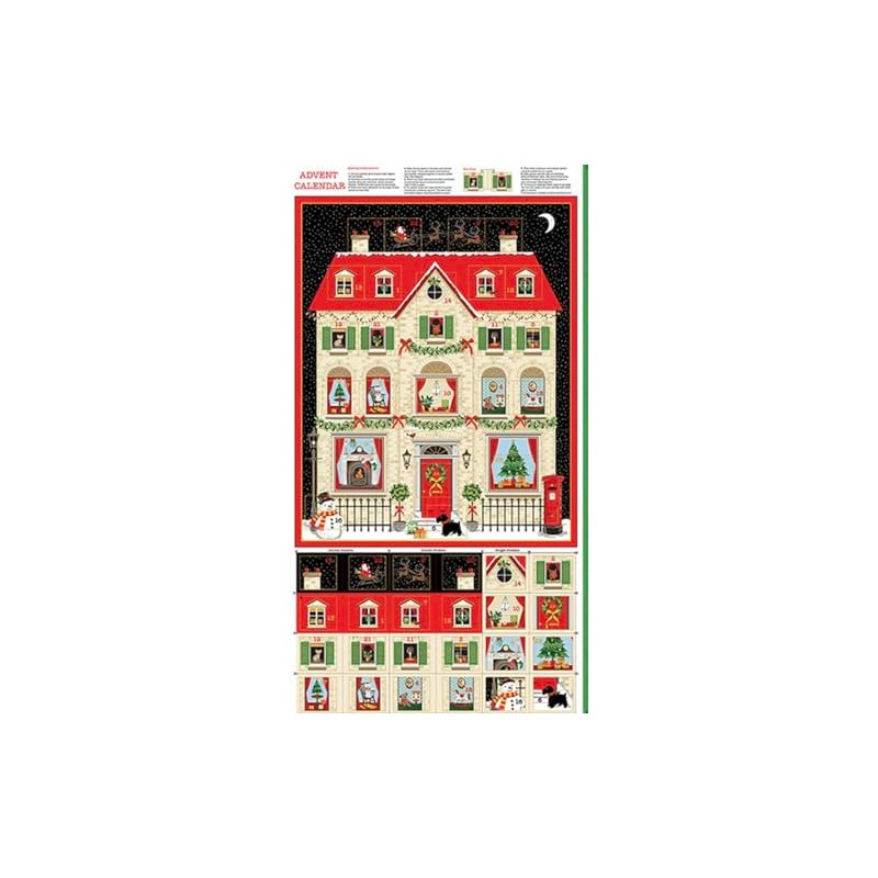 House Advent Calendar Panel 24 Inches From Makower UK Fabric,
