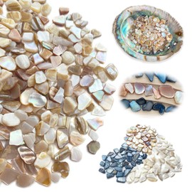 Yew & Tulip Natural Crushed Shells Chips, 32 oz (2 lb) Irregular Mother of Pearl Mosaic Fragments for Crafts, Home Décor, Vase Filler, Wedding, Fish Tank, Wedding, DIY etc. (32 oz (2 lb), Warm)