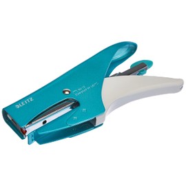 Leitz 55312051 Heftzange (Inkl. 1000 P2 Heftklammern Nr. 10) metallic eisblau