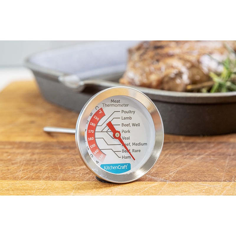 KitchenCraft KCMEATTH Meat Thermometer Probe with Cooking Guide, Stainless Steel,