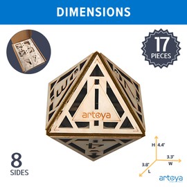 3D Wooden Puzzles for Teens & Adults – Smart Brain Teaser Puzzles, Wood Models, Creative & Educational Fun, Sustainable Materials, Ages 14 and Up Octahedron D8