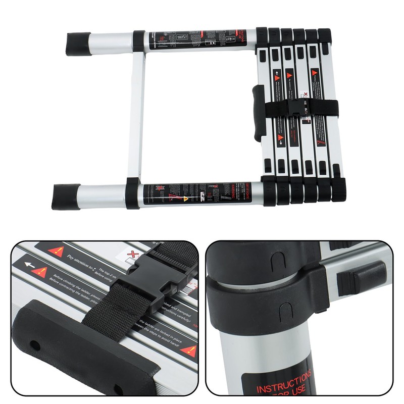 findmall Telescopic Ladder 6.6 Feet with Non-Slip Feet, Maximum Weight