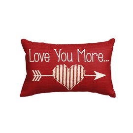 AVOIN colorlife Valentine's Day Love You More Arrow Love Heart Throw Pillow Cover, 12 x 20 Inch Red Cushion Case Decoration for Sofa Couch