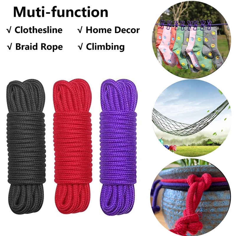 Evealyn Soft Rope Cord,Soft Cotton Rope 3 Pack 10 M/33