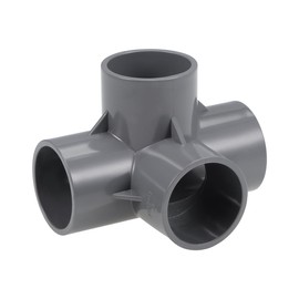 sourcing map 4-Way Elbow PVC Pipe Fitting Furniture Grade 40mm Size Tee Corner Fittings Gray 4pcs