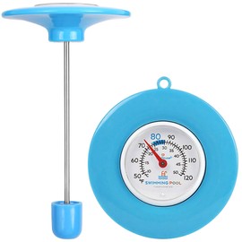 Floating Pool Thermometer Easy Read - No Battery Needed, IPX6 Waterproof 304 Stainless Steel Probe for Pool, Pond, Hot Tub & Bath Water Temperature