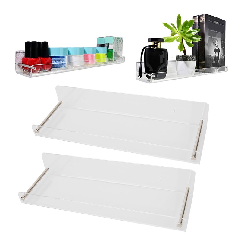 2Pcs Floating Wall Ledge Shelf Acrylic Concealed Bathroom Rack for