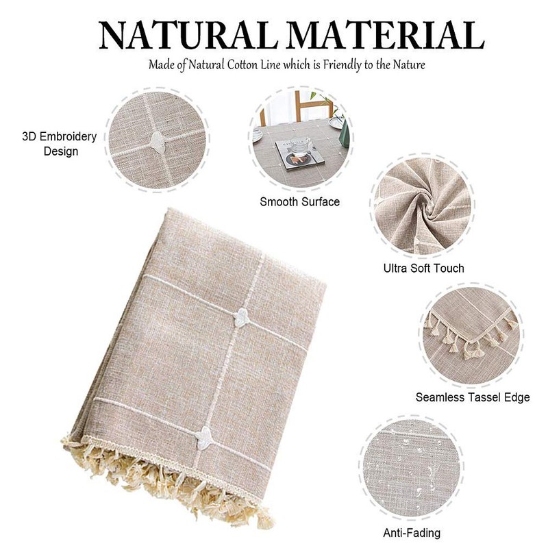 Pahajim Tablecloth, Cotton, Linen, Elegant Tablecloth, Washable Kitchen Table Cover