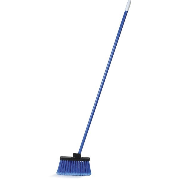 Carlisle FoodService Products 3686314 Duo-Sweep Light-Weight Flagged Industrial Lobby Broom with Metal Threaded Handle, Blue 53 inch x 11 inch