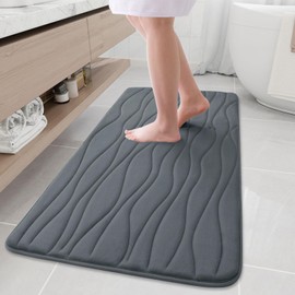 Buganda Memory Foam Bathroom Rug Mat 47x24, Extra Soft and Absorbent Bath Mats, Non-Slip and Machine Washable Bath Rugs for Bathroom Floor,Tub and Shower, Dark Grey