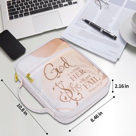 GUEER Bible Cover for Men, Bible Holder, Bible Cover Carrier Carrying Organizer Bag, Zipper and Pockets for Standard Size Bible, Gift for Men boy (Boho-Leave)