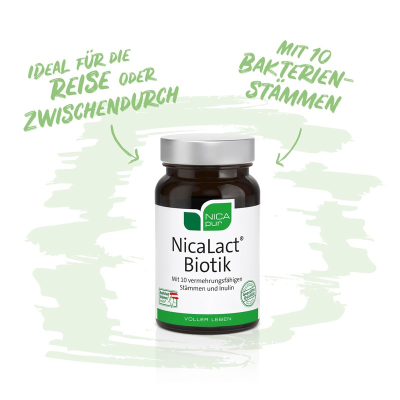 NICApur NicaLact Biotik - 10 hochkonzentrierte Bakterienstämme - 20 Kapseln