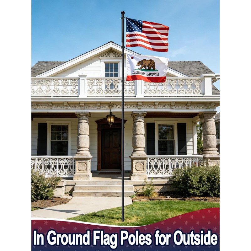 Acostop 15ft In Ground Flag Pole for Outside House, Fit