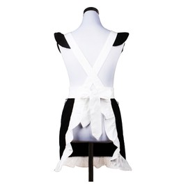 Love Potato Cute Sweet Retro Frilly Aprons for Girl Women's Kitchen Cooking Cleaning Maid Costume with Pocket (Black and White)