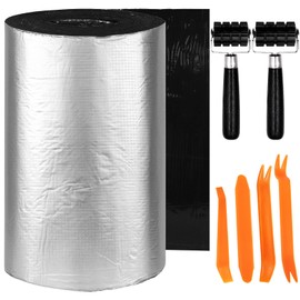 Roll Pack Sound Deadening Foam, Noise and Heat Shield Insulation Closed Cell PE Foam Vibration Dampening Material with Self Adhesive with Roller & 4 pcs Car Trim Removal Tools(200 mil 36.16 Sqft)