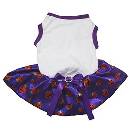 Petitebelle Puppy Clothes Dog Dress Top Plain White Purple Pumpkin Tutu, xx-large