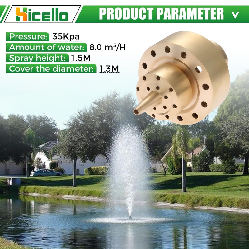 Hicello 1" (G1/DN25) Brass Fountain Nozzle – Spray Height 1.5M,