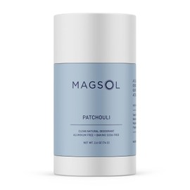 MAGSOL Magnesium Deodorant for Men, Aluminum Free, Baking Soda Free Natural Deodorant for Sensitive Skin, Long Lasting Odor Protection with Sweet Almond Oil, Patchouli 2.6 oz