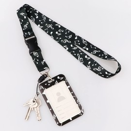 moxunmo Llavero De Cordón Con Soporte Para Identificación, Cordón De Insignia Alrededor Del Cuello Con Lindo Estuche De Identificación, Nota Musical