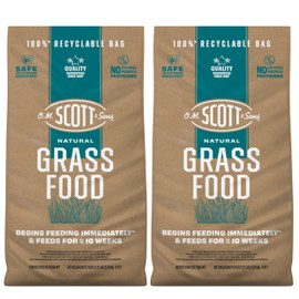 O.M. Scott and Sons Natural Grass Food - Grass Fertilizer for Lawns, Feeds up to 10 Weeks, Covers 2,000 sq. ft., 12.72 lb. (2-Pack)