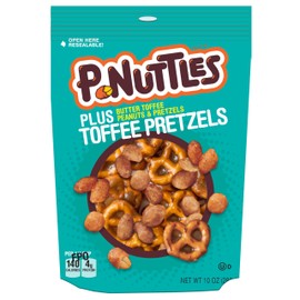 P-Nuttles Plus Toffee Pretzels Butter Toffee Peanuts Snack Mix, Butter Toffee Pretzels Resealable Bag 10 Ounce