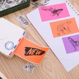 Phomemo Colorful Thermal Sticker Paper for Phomemo M02/M02 Pro/M02S/M03 Mini Printer, Black Character on Purpple/Rose/Orange, 50mm x 3.5m, Diameter 30mm, 3 Rolls