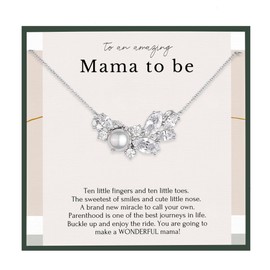HOPE LOVE SHINE Mama To Be Gift for Expecting Mothers - Mom To Be Necklace, Jewelry 16+2", Sterling Silver, Pearl Crystal Pendant