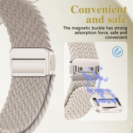 Magnetic Braided Watch Bands Compatible with Garmin Venu 3 45mm/Venu 2/Garmin vivoactive 4/Garmin Forerunner 265/255/255 Music,22mm Wristband,Replacement Nylon Sport Strap for Women Men Starlight