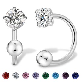 3mm Small Huggie Half Hoop Earrings for Women Men Girls Hypoallergenic Minimalist Tiny Cartilage Stud Earrings with Ball Screw Back Dainty 14k Gold Plated Colored CZ Earrings Jewelry Gifts(CZ,Silver)