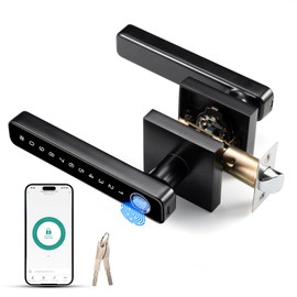 HaiZR Smart Door Lock, Keypad Door Lock Set, 4-in-1 Keyless Entry Door Lock with APP/Fingerprint/Numeric Keypad and Key Options, Fingerprint Smart Door Lock for Home, Office and Hotel (Black)