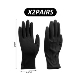 COACOM 2 Pairs Black Gloves, Elastic Gloves for Men and Women, Pleated Gloves, Suitable for Black Outfits, Prom Theatre Accessories, Costume Party Accessories, black
