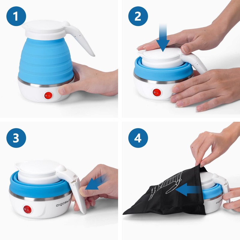 Aigostar Sapphire 30LDC Travel Foldable Kettle with Cool Touch Handle,
