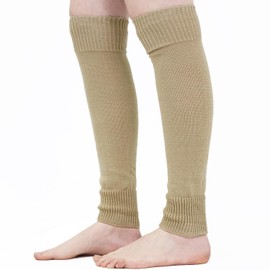 Mysocks Leg Warmers Extra Soft Stylish Fancy Winter 80s Party Dance Accessories Long Legwarmers for Women Girls Ladies Plain Beige