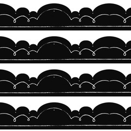 Gilprop 60 Pcs 59 Feet Classroom Bulletin Board Borders Black Scalloped Bulletin Board Borders Squiggles and Dots Die Cut Trim for Back to School Chalkboard Decor (Elegant Style)